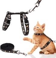 🐱 cat harness and leash set gold moons stars: adjustable nylon escape proof for kittens & small animals - glow in the dark logo