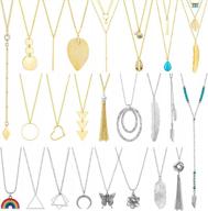 women's 24pcs long necklace set - simple trendy dangle pendant jewelry for sweater dress logo