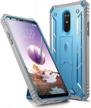 rugged dual-layer shockproof case for lg stylo 4 plus/lg stylo 4, with built-in-screen protector and kickstand, blue - part of the poetic revolution series logo