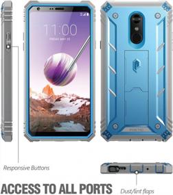 img 3 attached to Rugged Dual-Layer Shockproof Case For LG Stylo 4 Plus/LG Stylo 4, With Built-In-Screen Protector And Kickstand, Blue - Part Of The Poetic Revolution Series