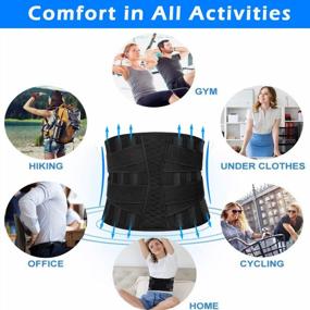 img 2 attached to COOrun Lower Back Braces With 6 Stays And Anti-Skid Lumbar Support - Breathable Belt For Pain Relief, Sciatica & Work - Medium, Black