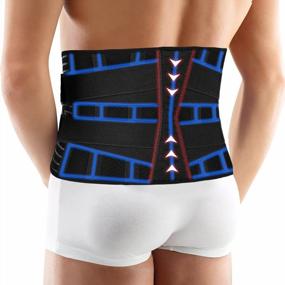 img 4 attached to COOrun Lower Back Braces With 6 Stays And Anti-Skid Lumbar Support - Breathable Belt For Pain Relief, Sciatica & Work - Medium, Black