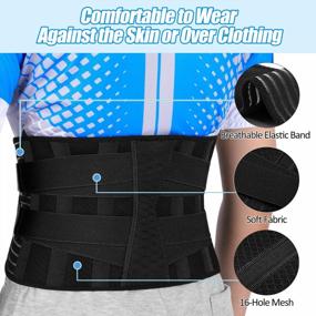 img 1 attached to COOrun Lower Back Braces With 6 Stays And Anti-Skid Lumbar Support - Breathable Belt For Pain Relief, Sciatica & Work - Medium, Black