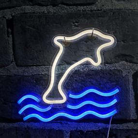 img 4 attached to Dophin LED Neon Lights, Festival Wall Decor Art Neon Sign Light For Christmas, Home Decoration,Bedroom, Lounge, Office, Wedding, Valentine'S Day Party Operated By USB