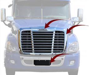 img 3 attached to 2008-2016 Freightliner Cascadia Triple Plated Chrome Front Hood Radiator Grille With Logo, Plate Holder & Bug Screen