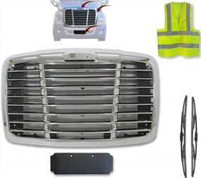 img 4 attached to 2008-2016 Freightliner Cascadia Triple Plated Chrome Front Hood Radiator Grille With Logo, Plate Holder & Bug Screen