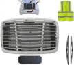 2008-2016 freightliner cascadia triple plated chrome front hood radiator grille with logo, plate holder & bug screen logo