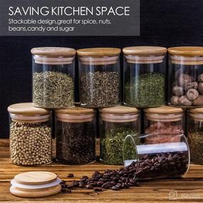 img 1 attached to Premium Glass Jar Set with Bamboo Lids - Ideal for Storing Spices, Teas, and Herbs - Stackable Design - 20 Pack in 2 Convenient Sizes (6 oz and 8 oz)