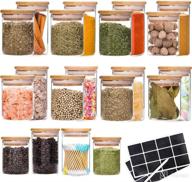 premium glass jar set with bamboo lids - ideal for storing spices, teas, and herbs - stackable design - 20 pack in 2 convenient sizes (6 oz and 8 oz) логотип