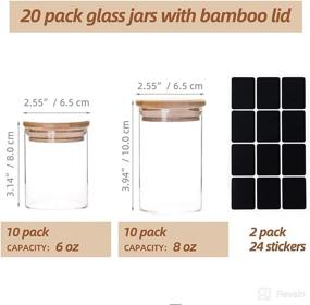 img 3 attached to Premium Glass Jar Set with Bamboo Lids - Ideal for Storing Spices, Teas, and Herbs - Stackable Design - 20 Pack in 2 Convenient Sizes (6 oz and 8 oz)