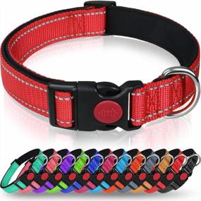 img 4 attached to Taglory Reflective Dog Collar With Safety Locking Buckle, Adjustable Nylon Pet Collars For Medium Dogs, Red