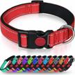 taglory reflective dog collar with safety locking buckle, adjustable nylon pet collars for medium dogs, red logo