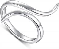 s925 sterling silver adjustable wrap open line rings - fashion simple spoon ring for women logo