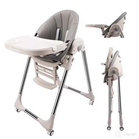 img 4 attached to 🪑 Ezebaby Convertible High Chair for Toddlers - Adjustable Height, Removable Tray, Portable Dining Chair with Wheels (Grey)