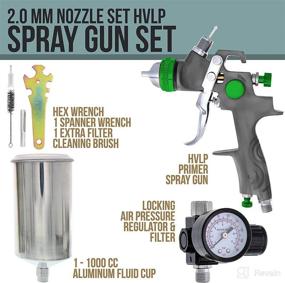 img 3 attached to 🔫 High-Performance TCP Global Professional Spray Gun - 2.0mm Fluid Tip, 1L Aluminum Cup & Air Regulator