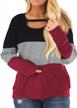 chic plus size fall shirts: color-blocked long sleeve tops for women's casual wear logo