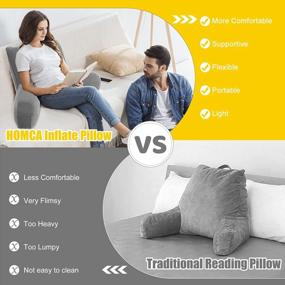 img 1 attached to HOMCA Reading Pillow, Inflatable Bed Rest Pillow With Arms Great As Travel Camping Pillow For Lumbar Back Support, Upgraded
