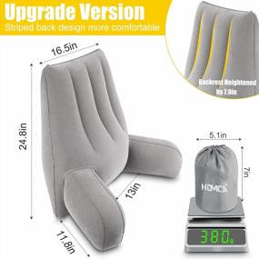 img 2 attached to HOMCA Reading Pillow, Inflatable Bed Rest Pillow With Arms Great As Travel Camping Pillow For Lumbar Back Support, Upgraded