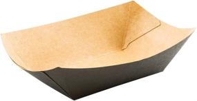 img 3 attached to 🌱 Environmentally-Friendly Disposable Paper Food Tray - Black with Kraft Brown Interior Take Out Boat - Ideal for Restaurants, Cafes, and Parties - Recyclable Paper - 400-Count - Restaurantware