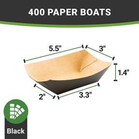 img 1 attached to 🌱 Environmentally-Friendly Disposable Paper Food Tray - Black with Kraft Brown Interior Take Out Boat - Ideal for Restaurants, Cafes, and Parties - Recyclable Paper - 400-Count - Restaurantware