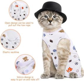 img 3 attached to 🐱 URATOT 2-Piece Cat Recovery Suit: Surgical & Physiological Clothes for Abdominal Wounds or Skin Diseases - Breathable Cotton Kittens Suit