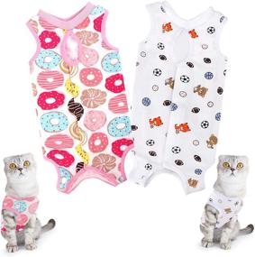 img 4 attached to 🐱 URATOT 2-Piece Cat Recovery Suit: Surgical & Physiological Clothes for Abdominal Wounds or Skin Diseases - Breathable Cotton Kittens Suit