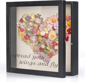 img 4 attached to Love-KANKEI Shadow Box Display Case 11X11 Shadow Box Picture Frame Rustic Wood Memory Box Frame With Linen Back For Awards Medals Photos Picture Rustic Black