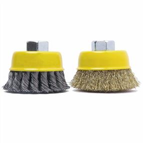 img 3 attached to Powerful Wire Cup Brush Set For Heavy-Duty Grinding - HOYIN 2-Piece Kit With Twist-Knotted Design