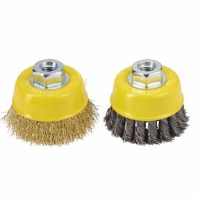 img 4 attached to Powerful Wire Cup Brush Set For Heavy-Duty Grinding - HOYIN 2-Piece Kit With Twist-Knotted Design