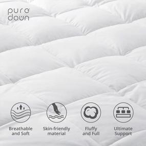 img 3 attached to Pamper Yourself With Puredown® Premium Bed Topper - Overfilled With Alternative And White Goose Feather, 100% Cotton Fabric, Full Size