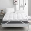 pamper yourself with puredown® premium bed topper - overfilled with alternative and white goose feather, 100% cotton fabric, full size logo