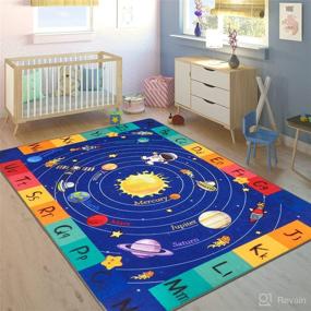 img 3 attached to 🌌 Discover the Universe: HEBE Kids Area Rug - 4' x 6' Solar System Learning Carpet for Playroom and Bedroom