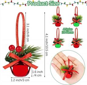 img 3 attached to ADXCO 24 Pieces Christmas Bell Xmas Craft Bells Jingle Bells Ornaments With Holly Leaves Berries Pine Cone And Ribbon Bowtie For Gift Wrapping Christmas Tree Decor Holiday DIY Decorations (Red, Green)