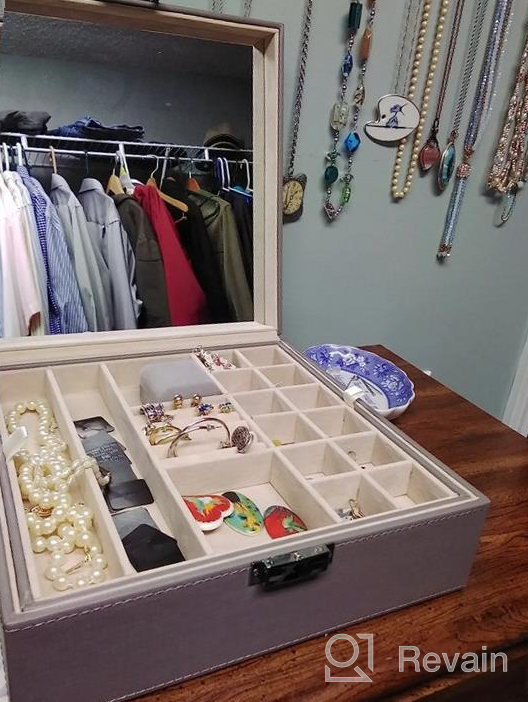 img 1 attached to BEWISHOME Black Jewelry Organizer Box For Women - 35 Compartments, 2 Layers, 6 Necklace Hooks, And Display Storage Case - Ideal Jewelry Holder For Girls, SSH71B review by Justin Kedzior