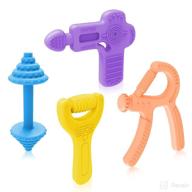 👶 baby teething toys: molar teethers for 0-12 months - soothe babies' sore gums, bpa free silicone - 4 pack logo