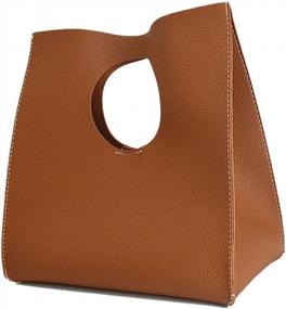 img 3 attached to HOXIS Soft PU Leather Handbag Clutch: Vintage Minimalist Style Small Tote For Women