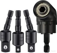 🔧 360° rotatable 4-piece power drill sockets adapter sets, upgrade to impact grade with 1/4", 3/8" and 1/2" sizes, extension set with drill bit and 105 degree right angle screwdriver, hex bit socket adapter included логотип