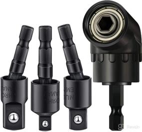 img 4 attached to 🔧 360° Rotatable 4-Piece Power Drill Sockets Adapter Sets, Upgrade to Impact Grade with 1/4", 3/8" and 1/2" sizes, Extension Set with Drill Bit and 105 Degree Right Angle Screwdriver, Hex Bit Socket Adapter included