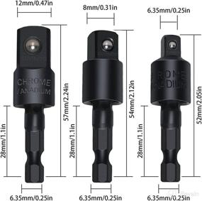 img 2 attached to 🔧 360° Rotatable 4-Piece Power Drill Sockets Adapter Sets, Upgrade to Impact Grade with 1/4", 3/8" and 1/2" sizes, Extension Set with Drill Bit and 105 Degree Right Angle Screwdriver, Hex Bit Socket Adapter included