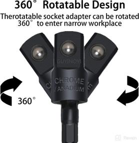 img 3 attached to 🔧 360° Rotatable 4-Piece Power Drill Sockets Adapter Sets, Upgrade to Impact Grade with 1/4", 3/8" and 1/2" sizes, Extension Set with Drill Bit and 105 Degree Right Angle Screwdriver, Hex Bit Socket Adapter included