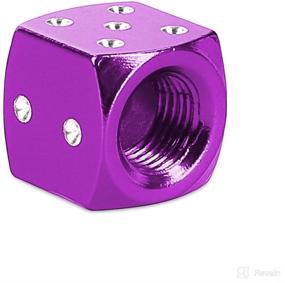 img 3 attached to 🎲 4pcs Purple Aluminum Alloy Dice Style Tire Valve Stem Caps for Car, Moto, Bicycle - HERIS