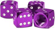 🎲 4pcs purple aluminum alloy dice style tire valve stem caps for car, moto, bicycle - heris логотип