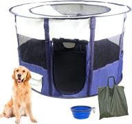 🐾 ktwegofu portable pet playpen - foldable dog and cat playpen with travel bowl and carrying case - indoor and outdoor exercise kennel tent for pets - removable shade cover - water resistant (medium) логотип