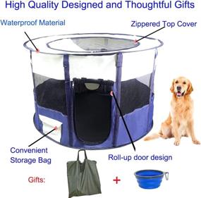 img 3 attached to 🐾 KTWEGOFU Portable Pet Playpen - Foldable Dog and Cat Playpen with Travel Bowl and Carrying Case - Indoor and Outdoor Exercise Kennel Tent for Pets - Removable Shade Cover - Water Resistant (Medium)