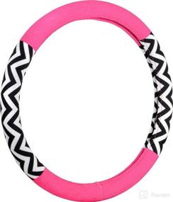 img 1 attached to Bell Automotive Pink Universal Chevron Color Block Hyper-Flex Core Steering Wheel Cover: Stylish Protection for Your Vehicle