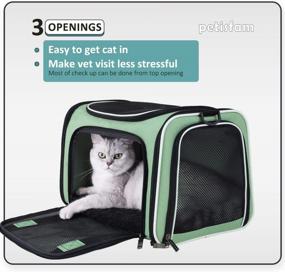 img 2 attached to Comfortable & Convenient Pet Carrier For Medium Cats And Small Dogs - Washable Bed, Multiple Doors & Shoulder Strap - Easy In & Out - Escape Proof - Light Green