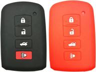 premium rubber key fob protector for toyota avalon camry corolla rav4 2014-2016 - black red, pack of 2 логотип