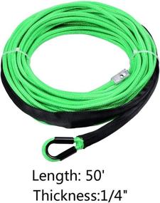 img 3 attached to AMOPA 50 Feet X 1/4 Inch Green Synthetic Winch Cable Rope Protective Sleeve 7000LBs 39&#34