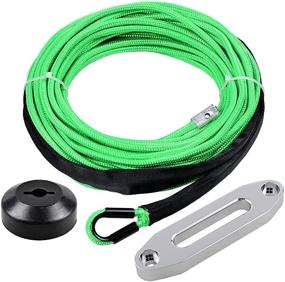 img 4 attached to AMOPA 50 Feet X 1/4 Inch Green Synthetic Winch Cable Rope Protective Sleeve 7000LBs 39&#34