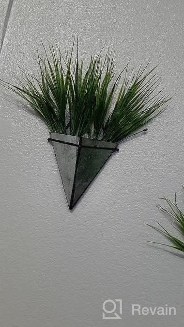 img 1 attached to Ceramic Hanging Planter Wall Decor Set Of 2 - Indoor Geometric Triangle Succulent Plant Pot For Home Decoration review by Herve Latreche